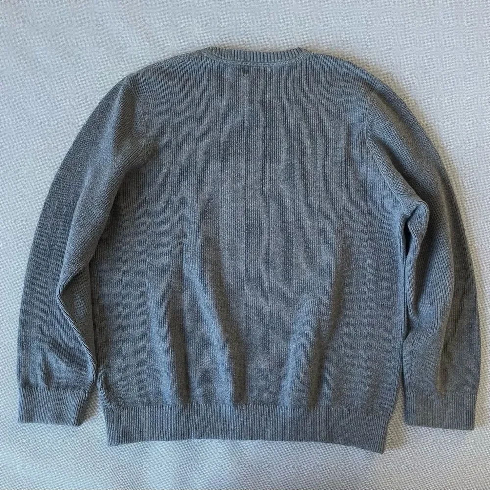 Eddie Bauer Gray Knit Crewneck Heavyweight Cotton Sweater Men’s Size XXL - Picture 2 of 9